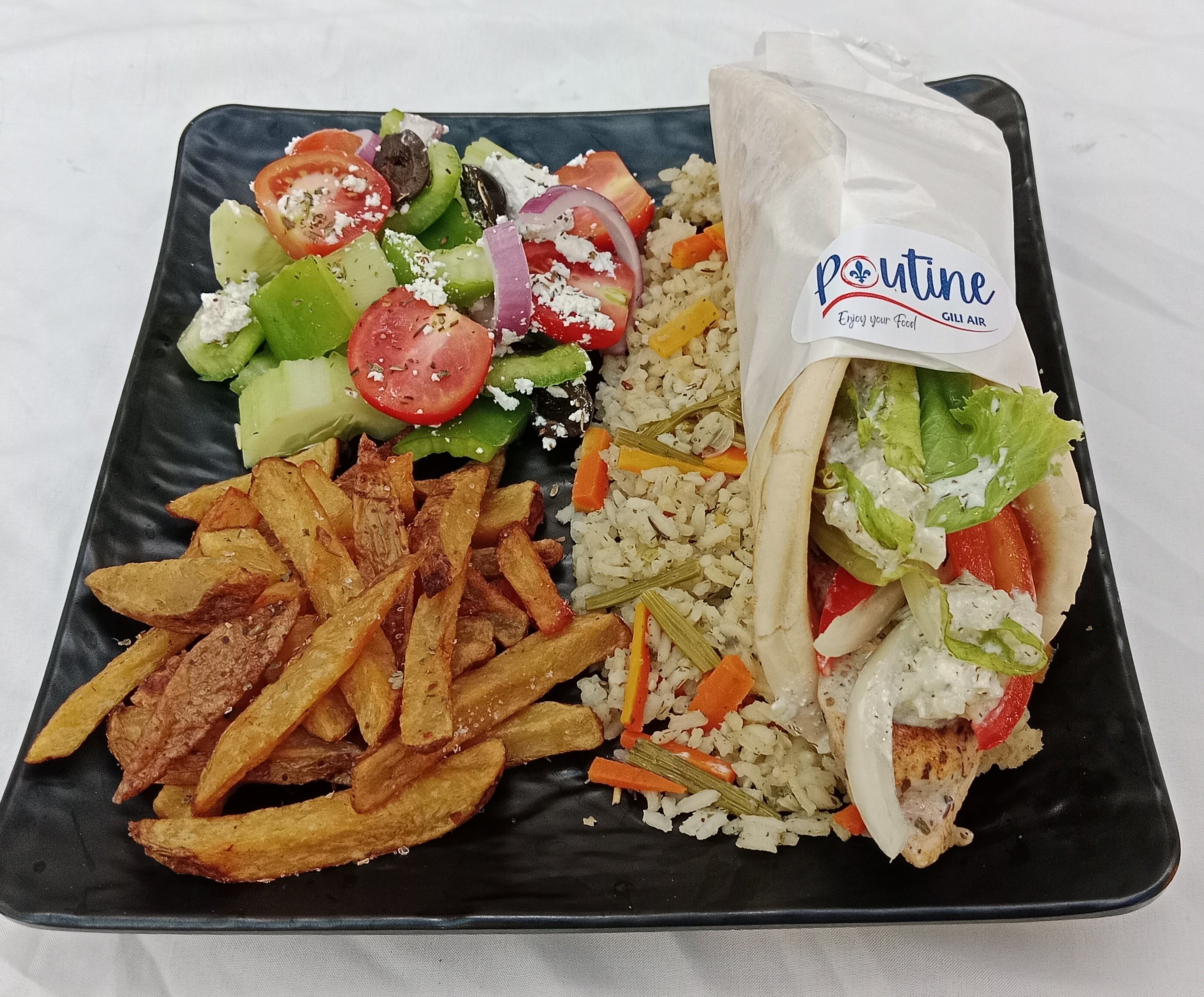 Poutine Gili Air - Greek pita platter
